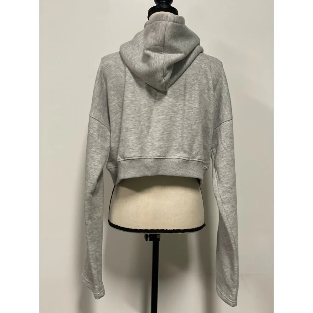 Pretty Little Thing Plus Cropped Hoodie Sweatshirt Gray Plus Size 16 - Picture 6 of 8